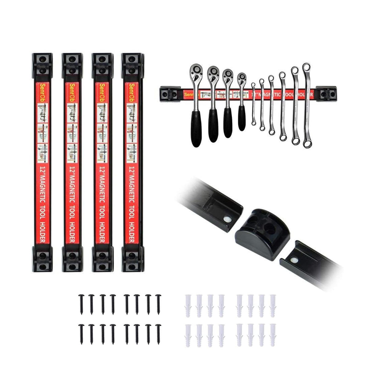 Senrob 4 Pcs 12inch Magnetic Tool Holder Bar Racks,Metal Magnet Storage ...