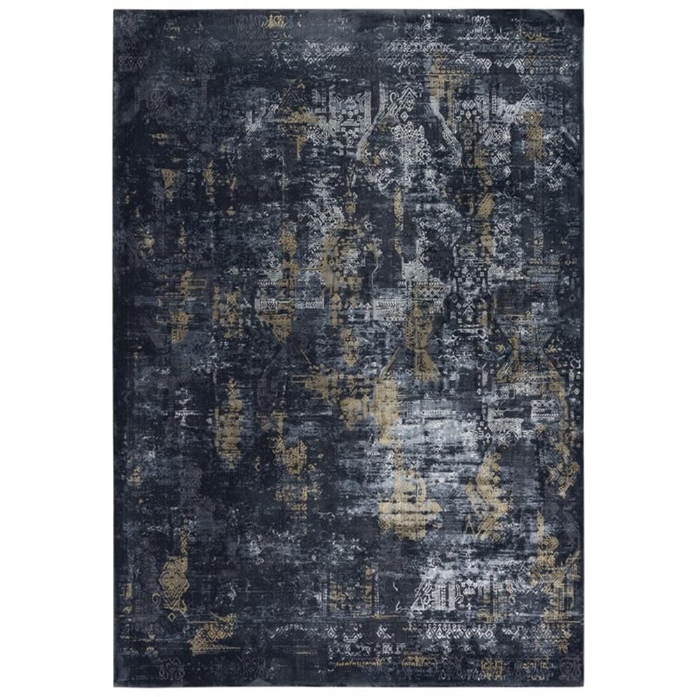 Spring 8'6&quot; X 11'10&quot; Abstract Gray/Black/Blue/Black/Gray Power-Loomed Rug