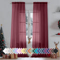 Aiyufeng 108 Inch Red Sheer Window Curtains for Farmhouse, Rod Pocket Voile Window Treatment Vertical Panels for Study Room/Bedr
