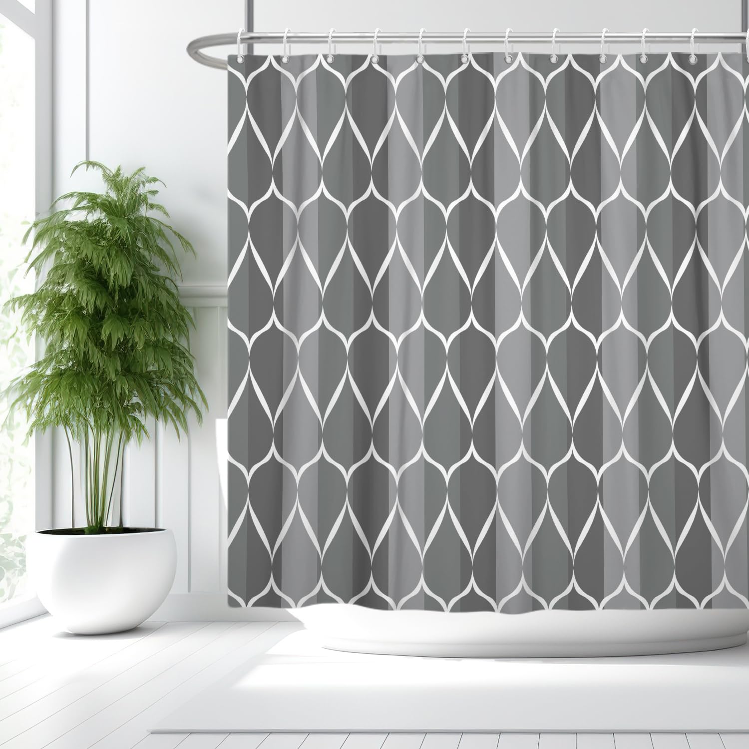Mccktiu Gray Shower Curtain Grey Modern Bathroom Shower Curtain Waterproof Fabric Machine Washable Shower Curtain Set 72 X 72 In