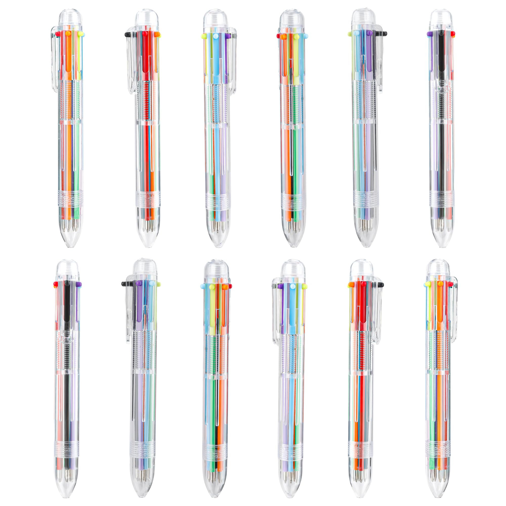 Multicolor Pen In One, Multicolor Ballpoint Pens, 6 Pack Retractable Multiple Color Pens 0.5Mm 6-In-1, Rainbow Fun Pens For Kids