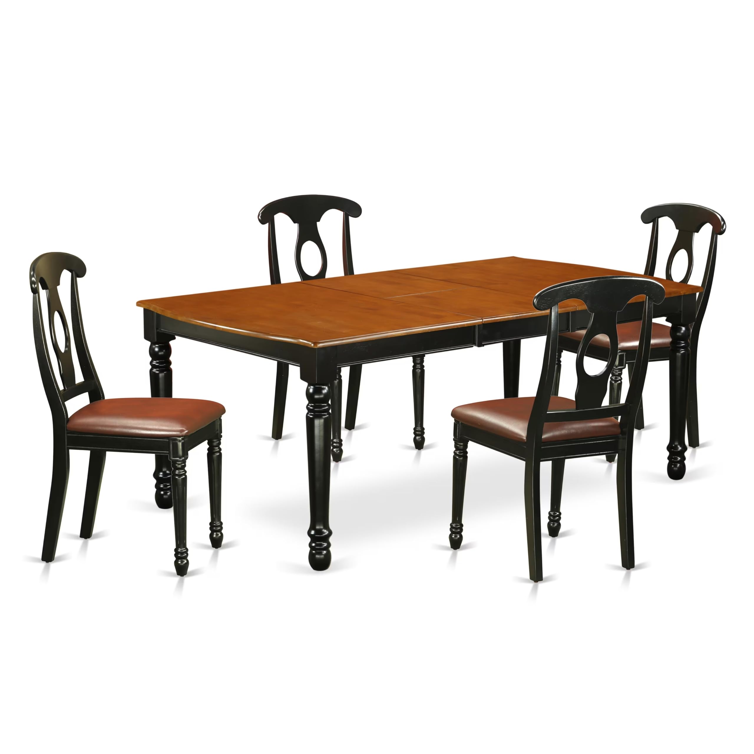 East West Furniture Doke5-Bch-Lc 5 Piece Dinette Set For 4 Includes A Rectangle Dining Room Table With Butterfly Leaf And 4 Faux Leather Kitchen Dining Chairs, 42X78 Inch, Black & Cherry