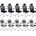 10 Pack Office Chair Ergonomic Desk Chair Comfort Adjustable Height With Wheels,Lumbar Support Mesh Swivel Computer Home Office