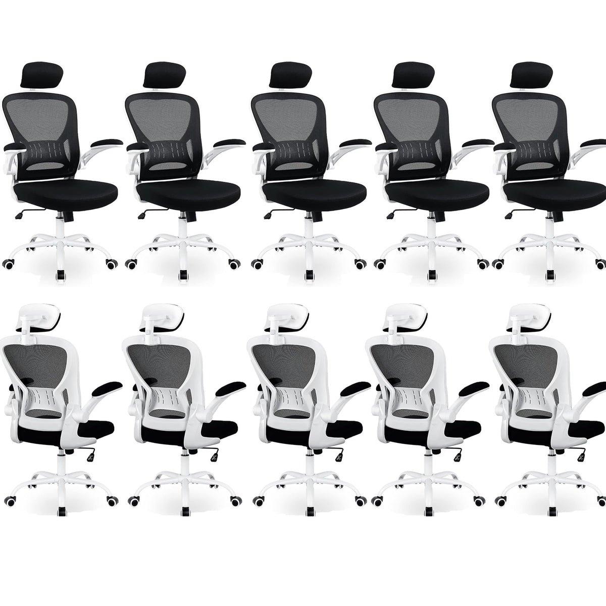 10 Pack Office Chair Ergonomic Desk Chair Comfort Adjustable Height With Wheels,Lumbar Support Mesh Swivel Computer Home Office