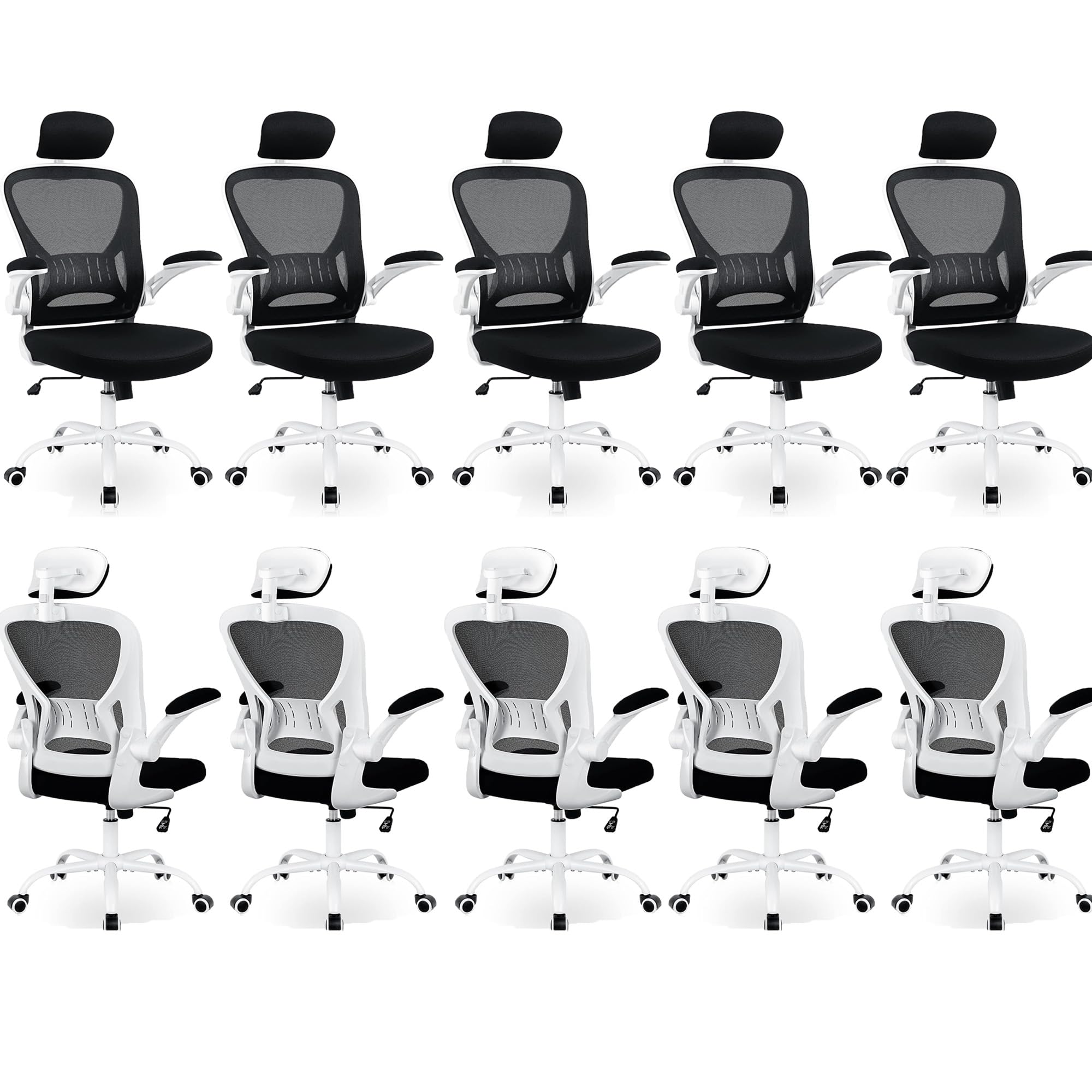 10 Pack Office Chair Ergonomic Desk Chair Comfort Adjustable Height With Wheels,Lumbar Support Mesh Swivel Computer Home Office