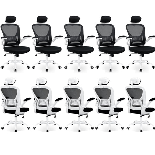 10 Pack Office Chair Ergonomic Desk Chair Comfort Adjustable Height With Wheels,Lumbar Support Mesh Swivel Computer Home Office