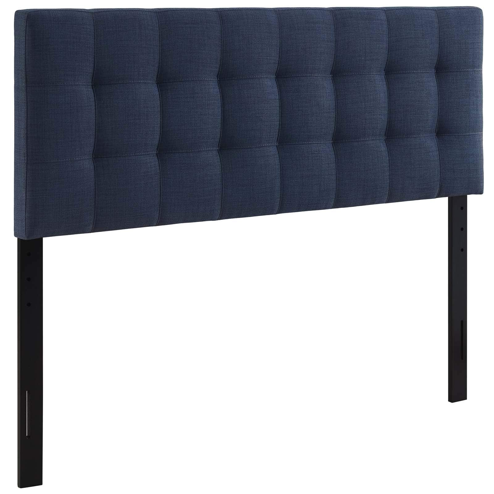 Modway Lily Tufted Linen Fabric Upholstered Full Headboard in Navy