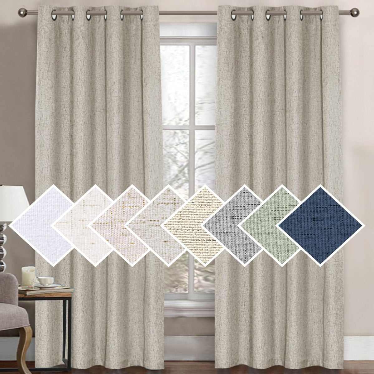 H.Versailtex 100% Blackout Curtain For Bedroom 108 Inches Long Grommet Linen Face Full Light Blocking Curtain Drape For Living R