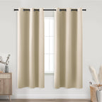 Koufall Beige Curtains 63 Inch Length For Living Room,Blackout Grommet Room Darkening Bedroom Curtains 63 Inches Long 2 Panels Set