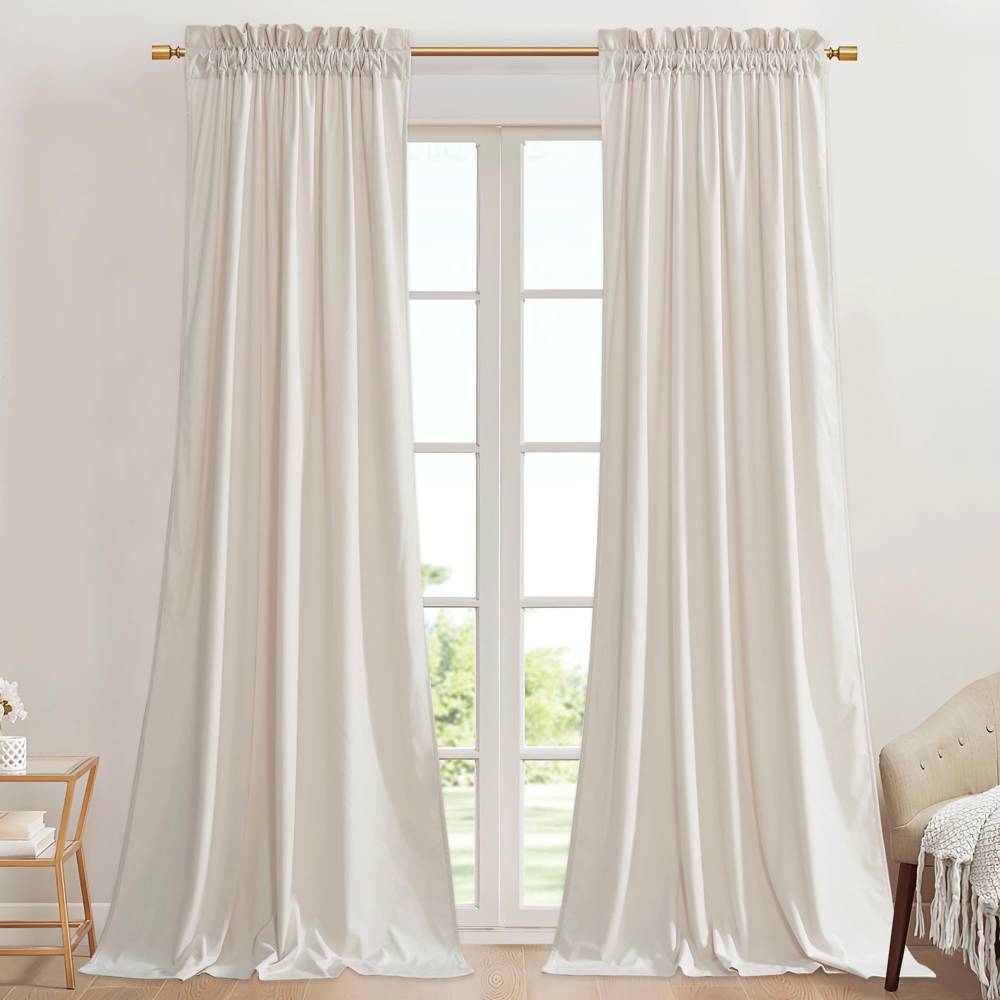 Stangh Natural Beige Curtains For Nursery Bedroom Soft Velvet Thermal Insulated Privacy Window Treatment Elegant Home Decor For