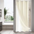 MitoVilla Ivory Waffle Small Stall Shower Curtain 36 x 74, No Hooks Required Half Size Narrow Fabric Cloth Shower Curtain Set wi