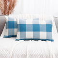CARRIE HOME Light Blue and White Buffalo Check Plaid Lumbar Pillow Covers 12x20 Set of 2, Light Blue Checkered Summer Outdoor Lu