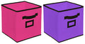 Kuber Industries Non Woven 2 Pieces Large Foldable Storage Organiser Cubes/Boxes (Pink & Purple)  Ctgtc35265