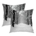 Batmerry Winter Pillow Covers 18x18 Inch Set of 2, Winter Scenes with Snow Covered Trees Double Sided Decorative Pillows Cases T