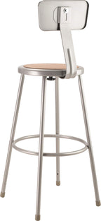 National Public Seating 6230B Grey Steel Stool with 30" Hardboard Seat and Backrest