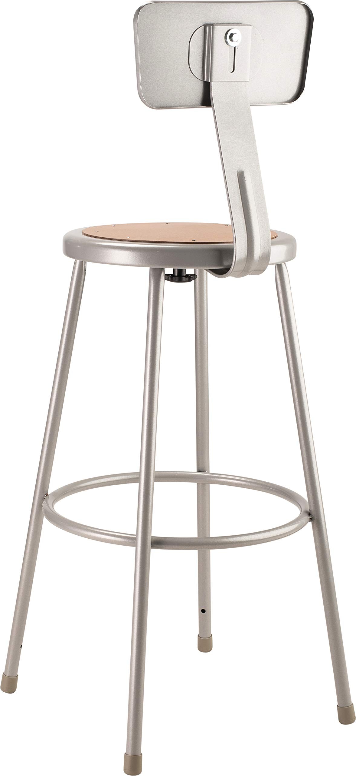 National Public Seating 6230B Grey Steel Stool with 30" Hardboard Seat and Backrest