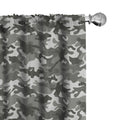 Ambesonne Camouflage Window Curtains, Monochrome Attire Pattern Camouflage Inside Vegetation Fashion Design Print, Lightweight D