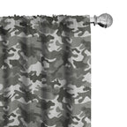 Ambesonne Camouflage Window Curtains, Monochrome Attire Pattern Camouflage Inside Vegetation Fashion Design Print, Lightweight D
