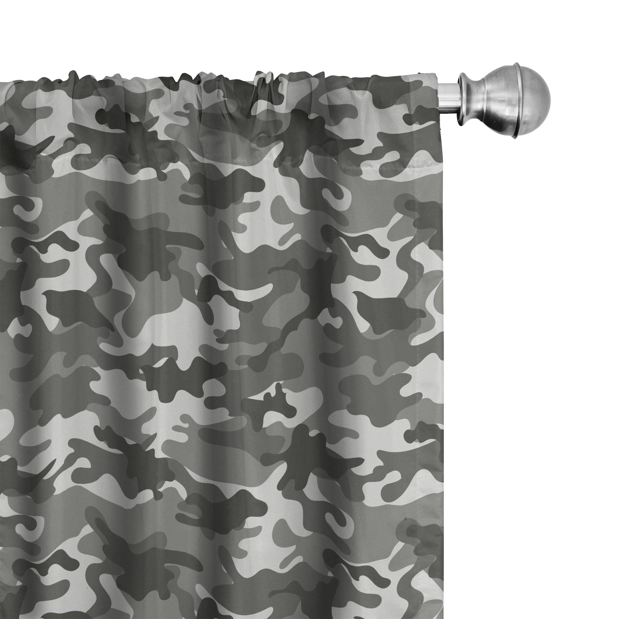 Ambesonne Camouflage Window Curtains, Monochrome Attire Pattern Camouflage Inside Vegetation Fashion Design Print, Lightweight D