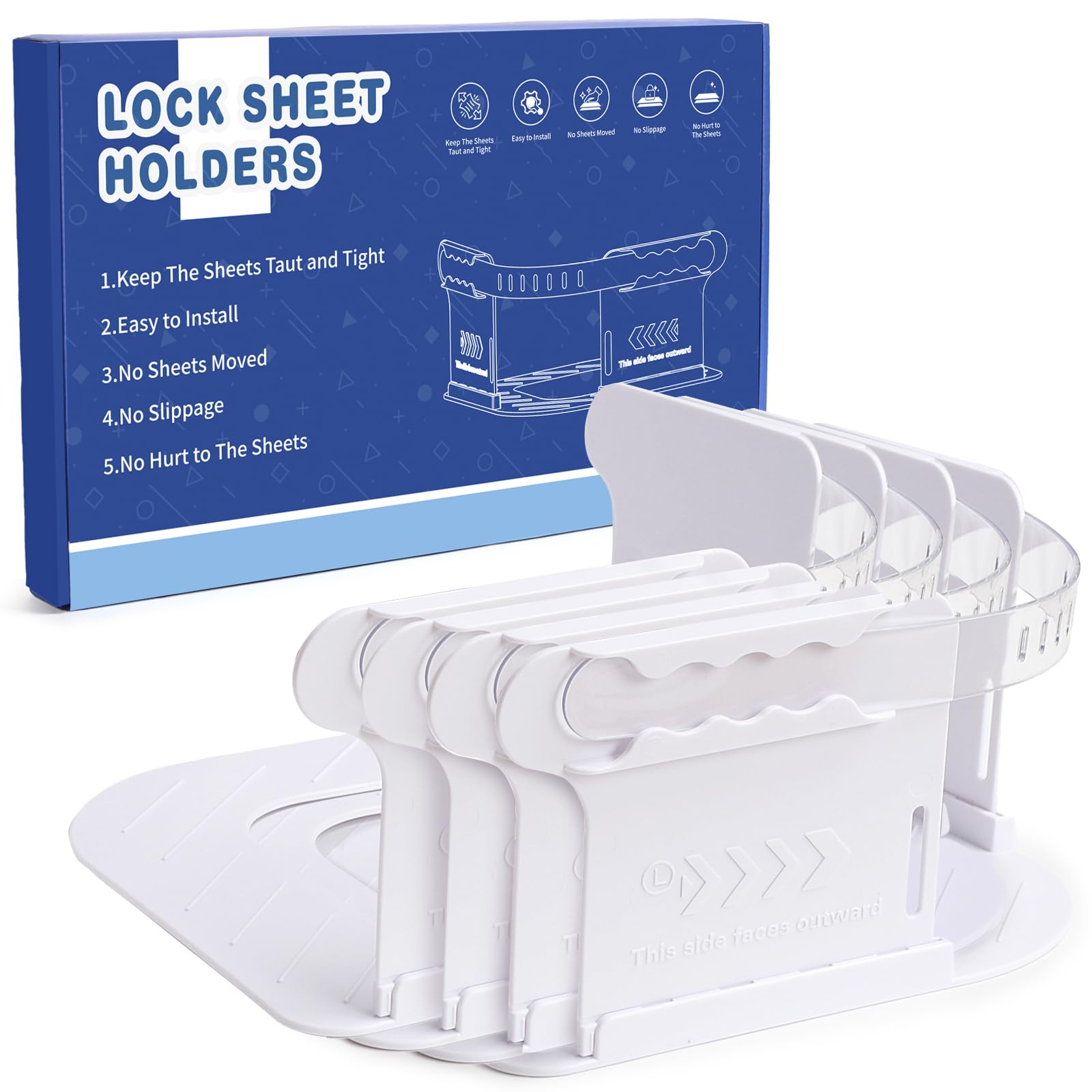 Dzyyzd Sheet Straps, Bed Sheet Holder, Lock Sheet Holders Keep Sheets Firm & Tight, Fitted Sheet Straps Fit All Mattress Size Ea