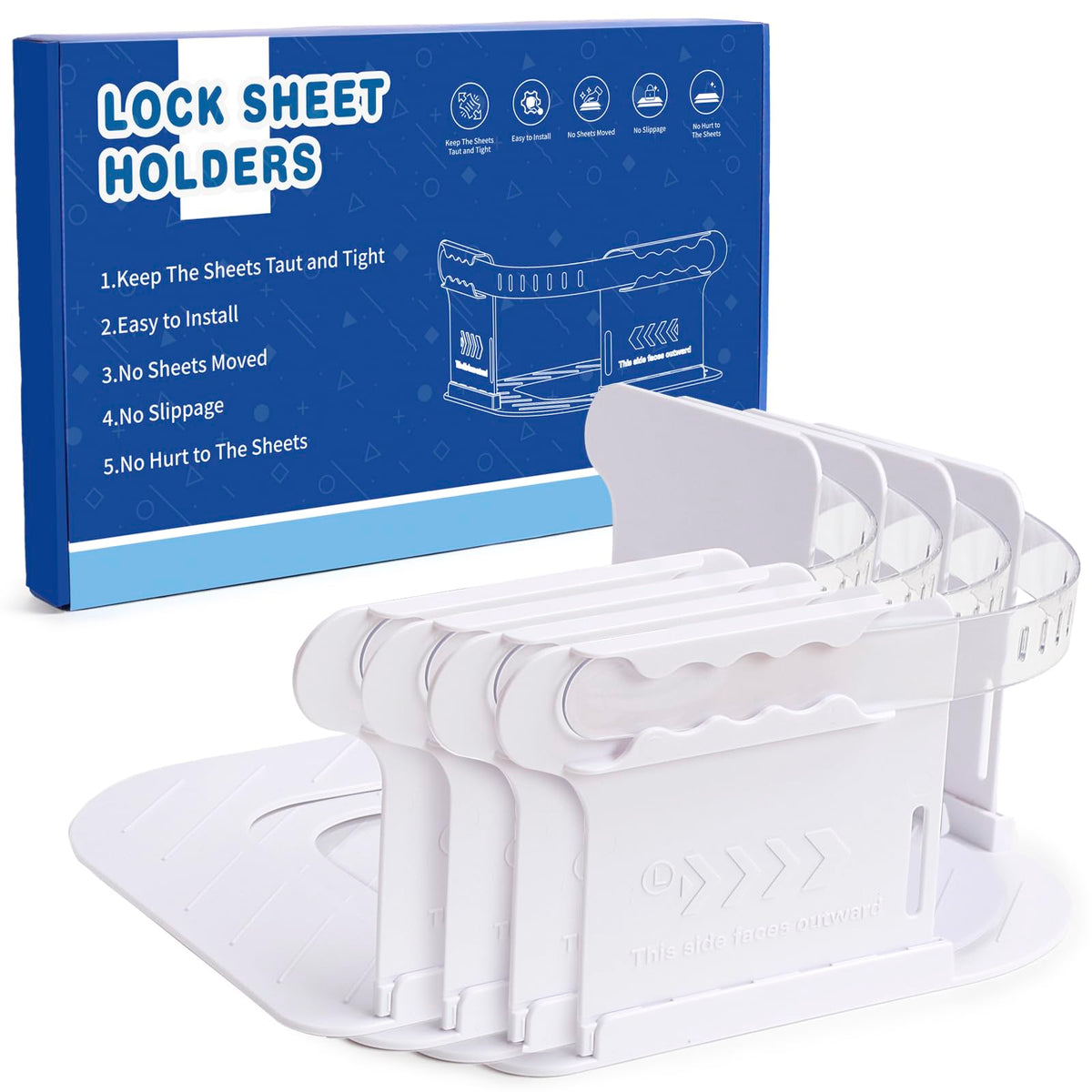 Dzyyzd Sheet Straps, Bed Sheet Holder, Lock Sheet Holders Keep Sheets Firm & Tight, Fitted Sheet Straps Fit All Mattress Size Ea
