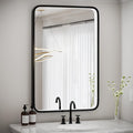FTOTI 36x24 Inch LED Bathroom Mirror with Lights, Black Metal Frame Mirror, Wall Mounted Lighted Vanity Mirrors for Wall, Anti F