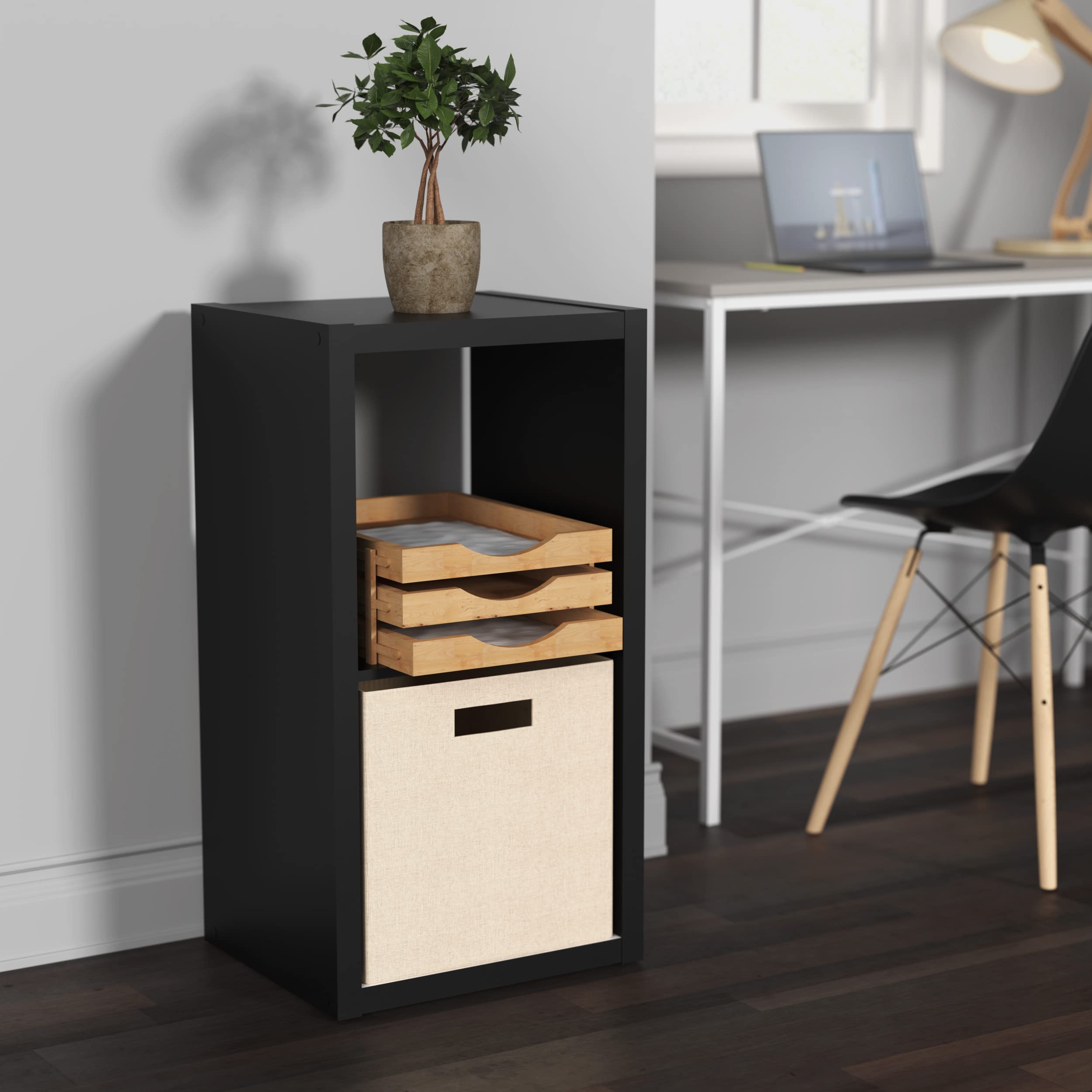 Closetmaid 4540 Decorative Open Back 2-Cube Storage Organizer, Black