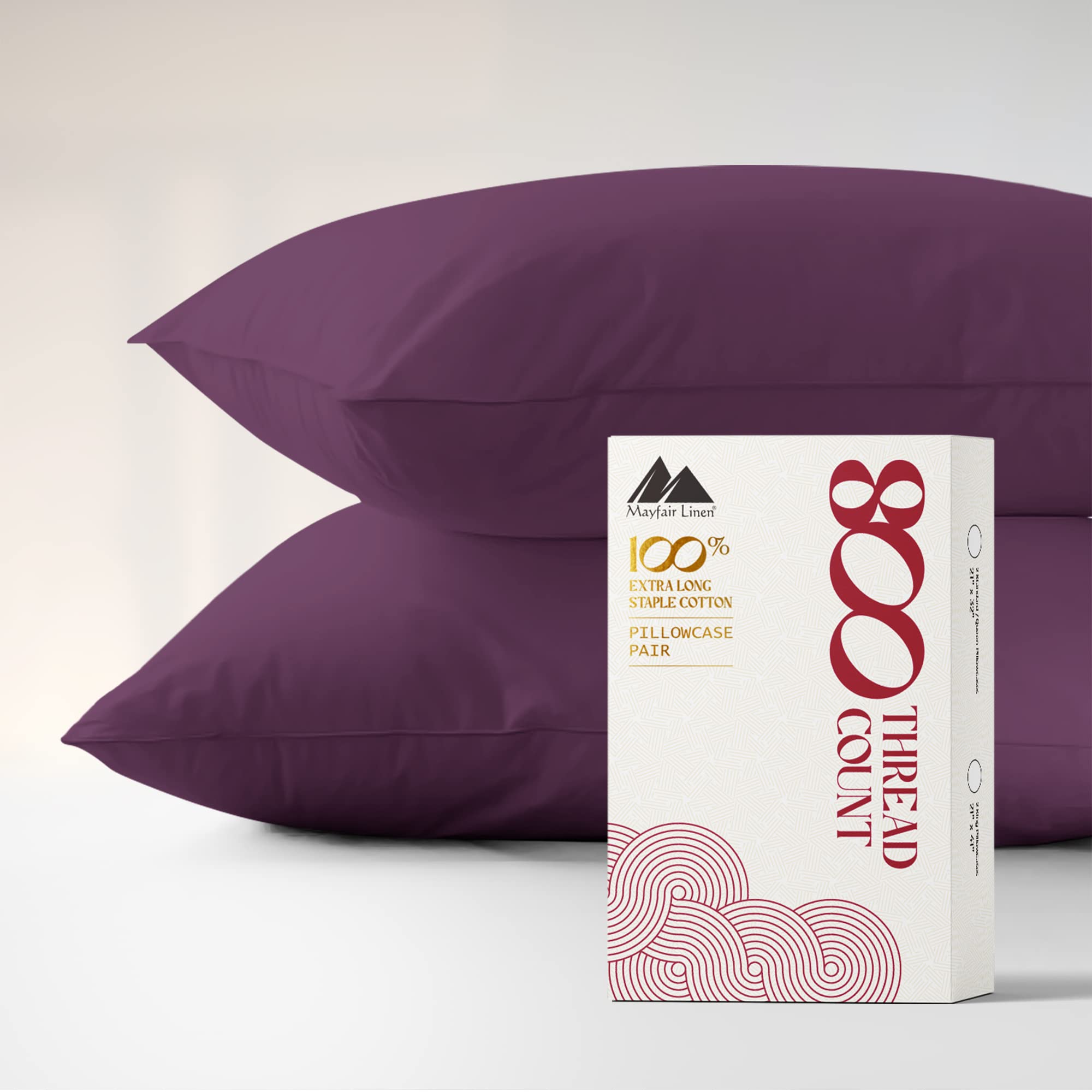 Mayfair Linen 100% Egyptian Cotton Pillow Cases King - 800 Thread Count Pillow Cases King Size Set Of 2, Cooling & Breathable Ex