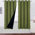 LEMOMO 100% Blackout Curtains 52 x 72 Inch/Olive Green Curtains 2 Panels with Black Lining Room Darkening Thermal Insulated Bedr