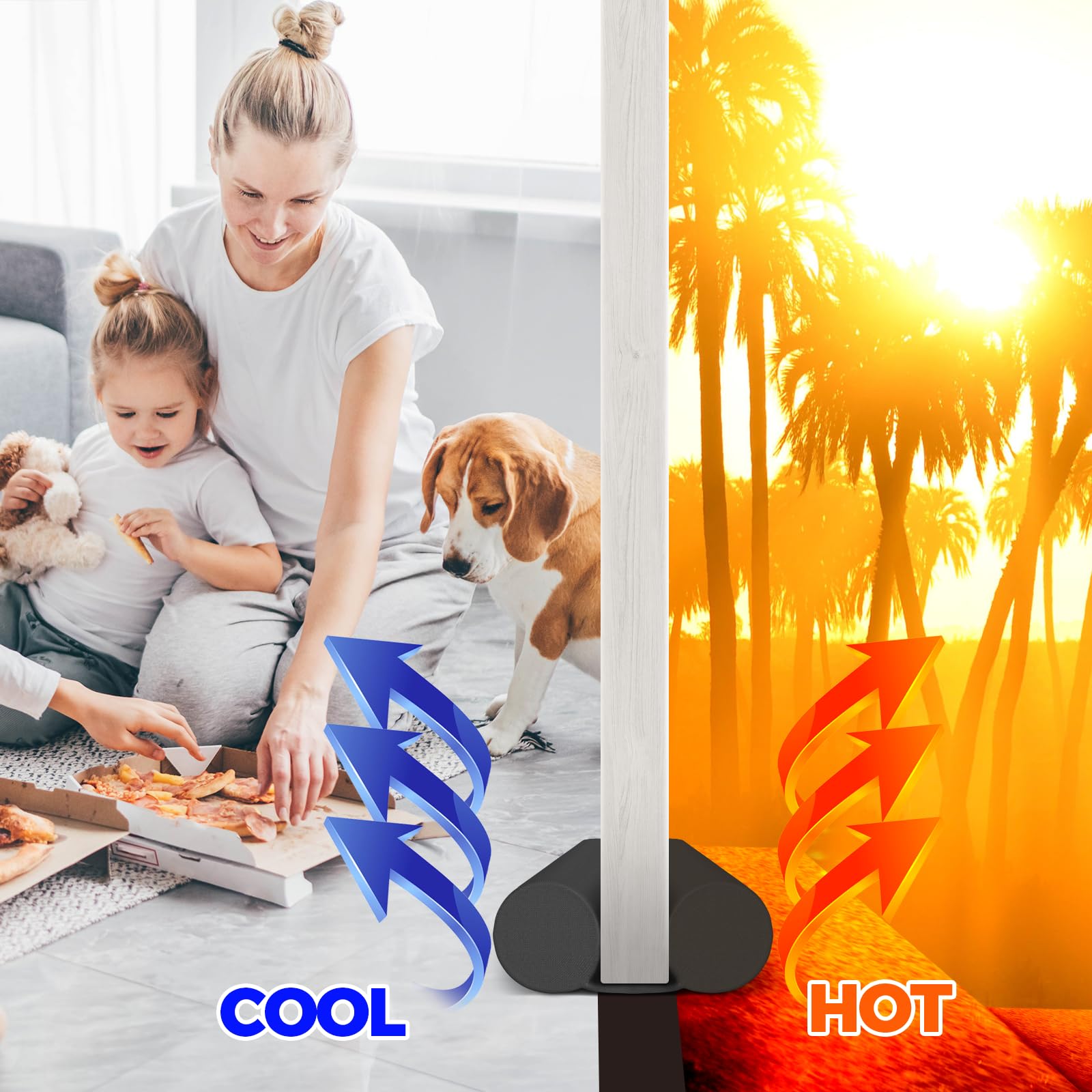 Holikme Door Draft Stopper Weather Stripping Window Breeze Blocker Adjustable Door Sweeps 38Inch, Black