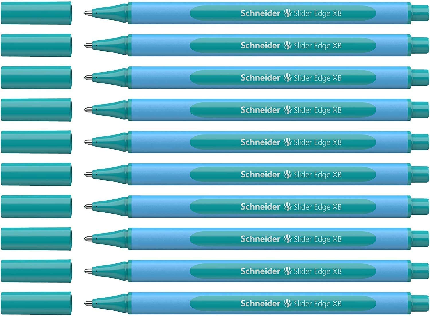 Schneider Slider Edge Pastel Xb (Extra Broad) Ballpoint Pen, 1.4 Mm, Light Blue Barrel, Ocean Ink, Box Of 10 Pens (152234)