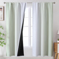 Estelar Textiler Sage Green And Greyish White Ombre Blackout Curtains 72 Inch Length 2 Panels, Full Room Darkening Rod Pocket Cu