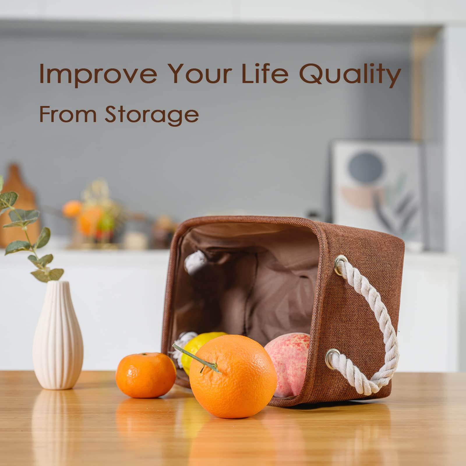 Thewarmhome Small Storage Basket Dog Toy Storage Basket Fabric Basket Canvas Storage Bin With Cotton Rope Handles Baskets For Gi