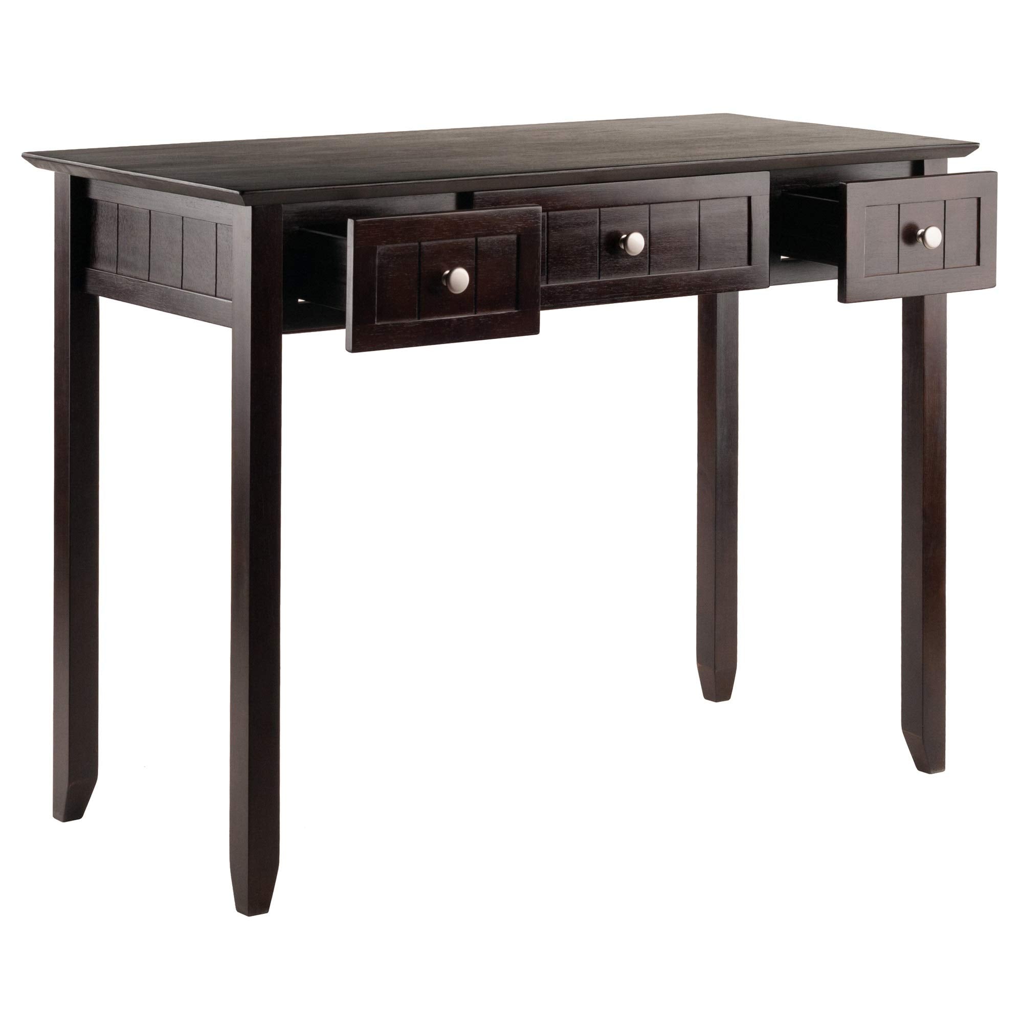 Ergode Wood Burke Home Office Writing Desk - Cottage Style, Spacious Desktop, 3 Drawers, Dark Coffee Finish, Assembly Required