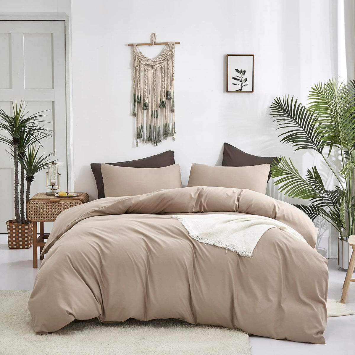 Karever Deep Champagne Comforter Set Dark Champagne Bedding Set Solid Champagne Comforter Set Women Soft Champagne Bedding Men B
