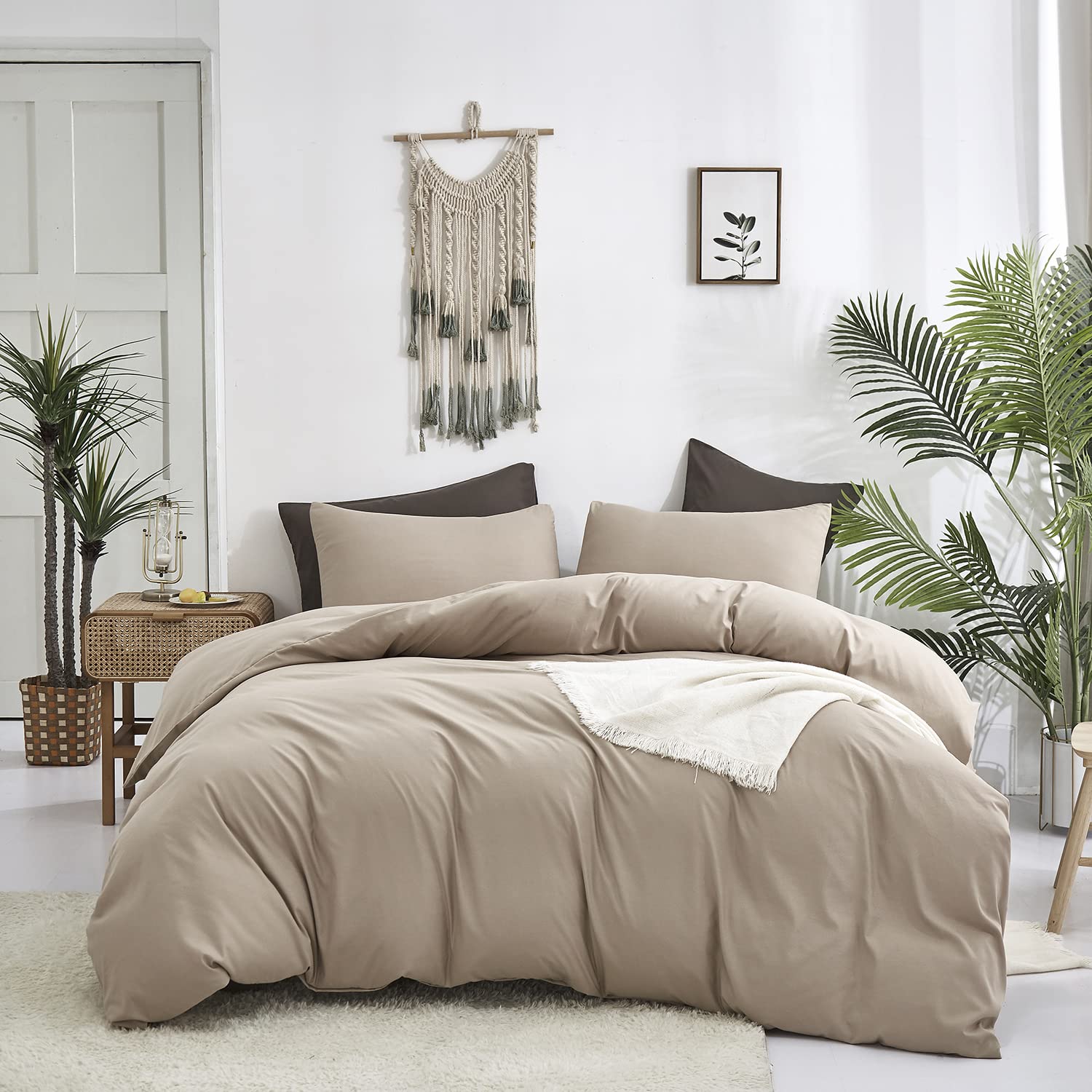 Karever Deep Champagne Comforter Set Dark Champagne Bedding Set Solid Champagne Comforter Set Women Soft Champagne Bedding Men B