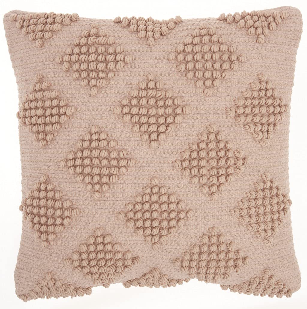 HomeRoots 60% Cotton 40% Micropolyester Blush Textured Diamonds Throw Pillow