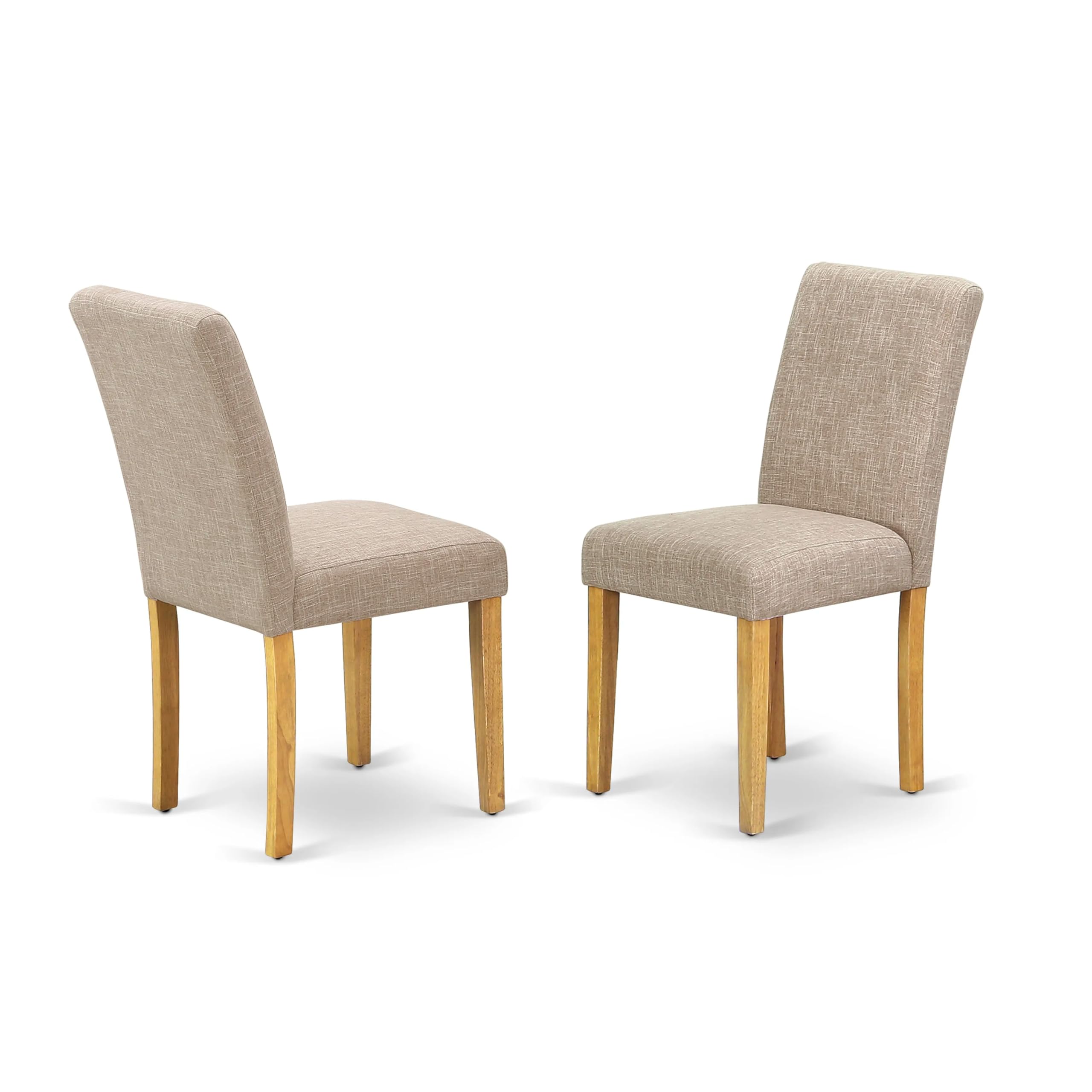 East West Furniture 1NDAB5-OAK-04 5 Piece Set Includes a Rectangle Dining Room Table with Dropleaf and 4 Light Tan Linen Fabric Upholstered Parson Chairs, 30x48 Inch