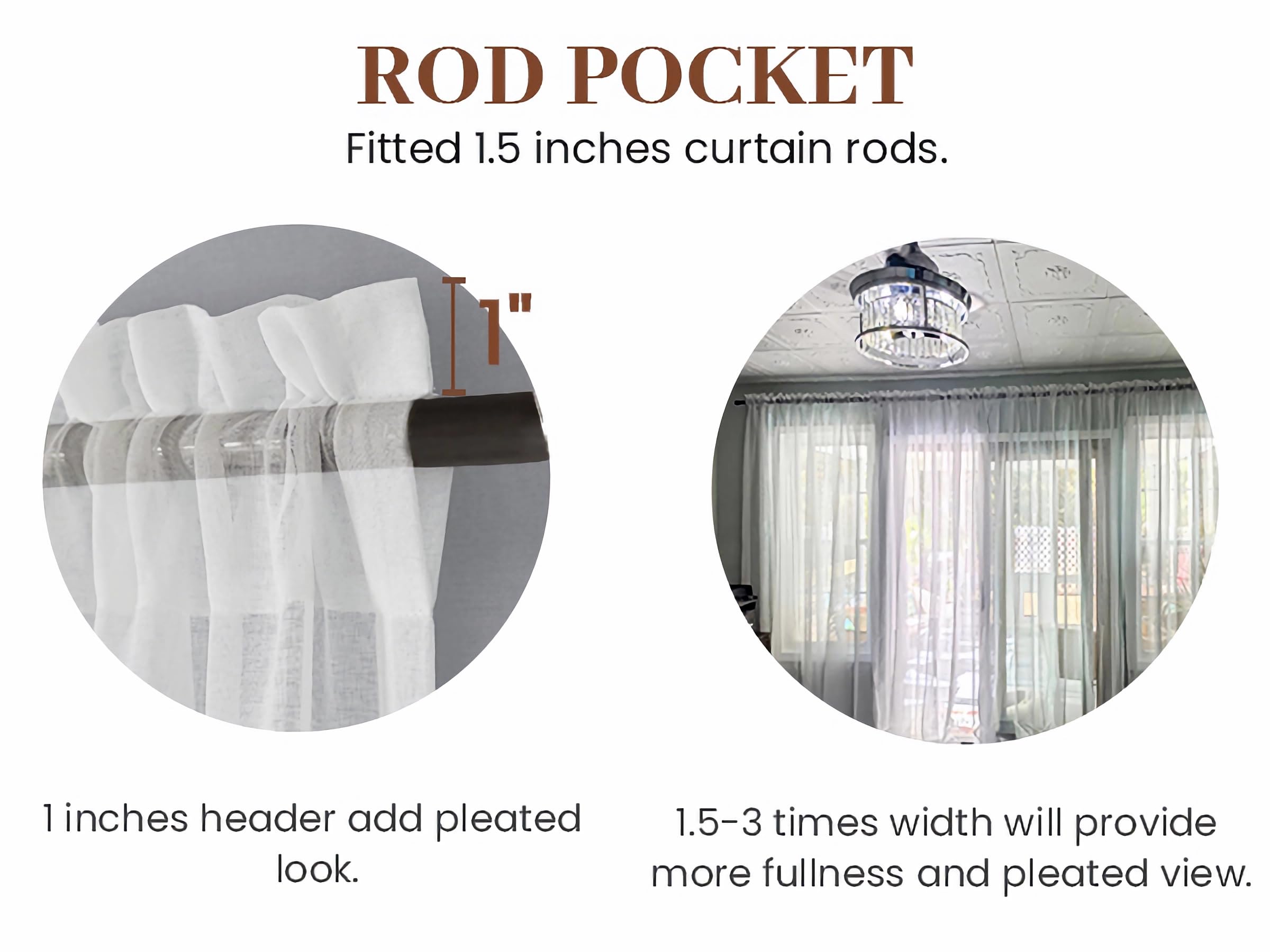 Dreaming Casa Solid Sheer Curtains White Rod Pocket Voile Draperies 84 Inches Long For Living Room 52'' W X 84'' L 2 Panels