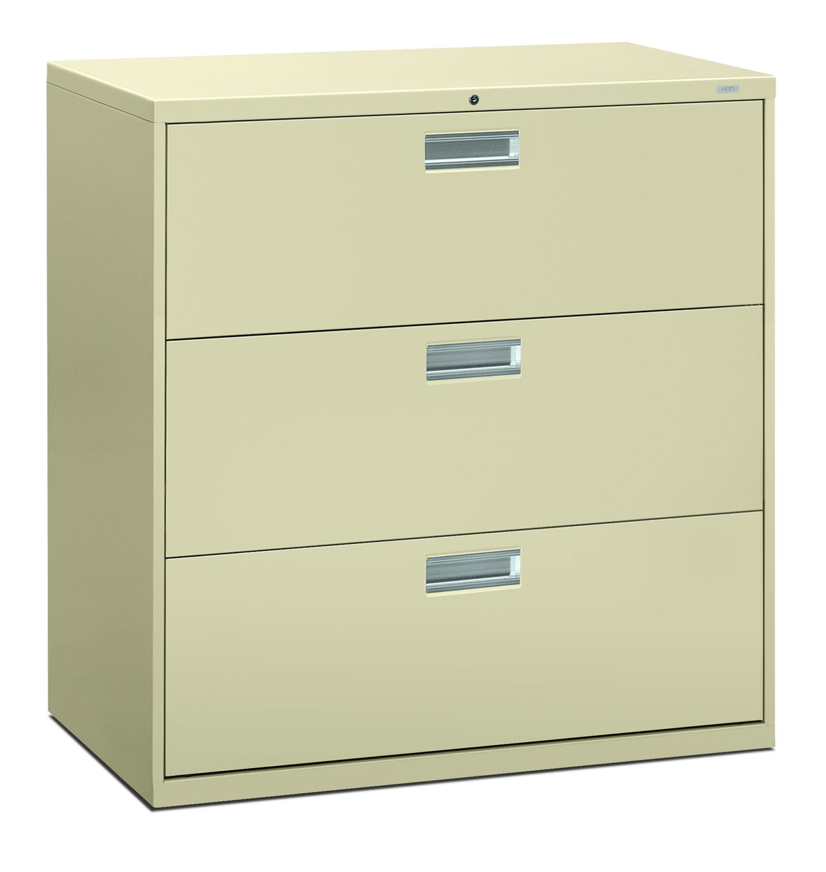 HON Brigade 600 Series Lateral File, 3 Legal/Letter-Size File Drawers, Putty, 42&quot; X 18&quot; X 39.13&quot;