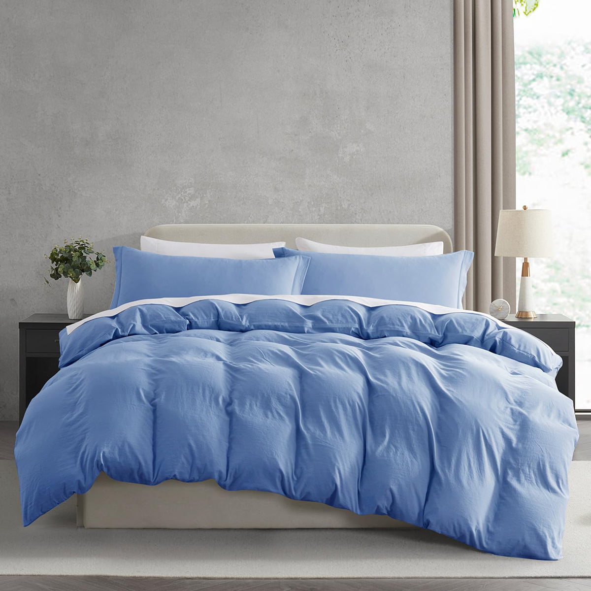 Nestl Calm Blue Duvet Cover King Size - Soft Prewashed King Duvet Cover Set, 3 Piece, With Zipper Closure, 1 Duvet Cover 104X90
