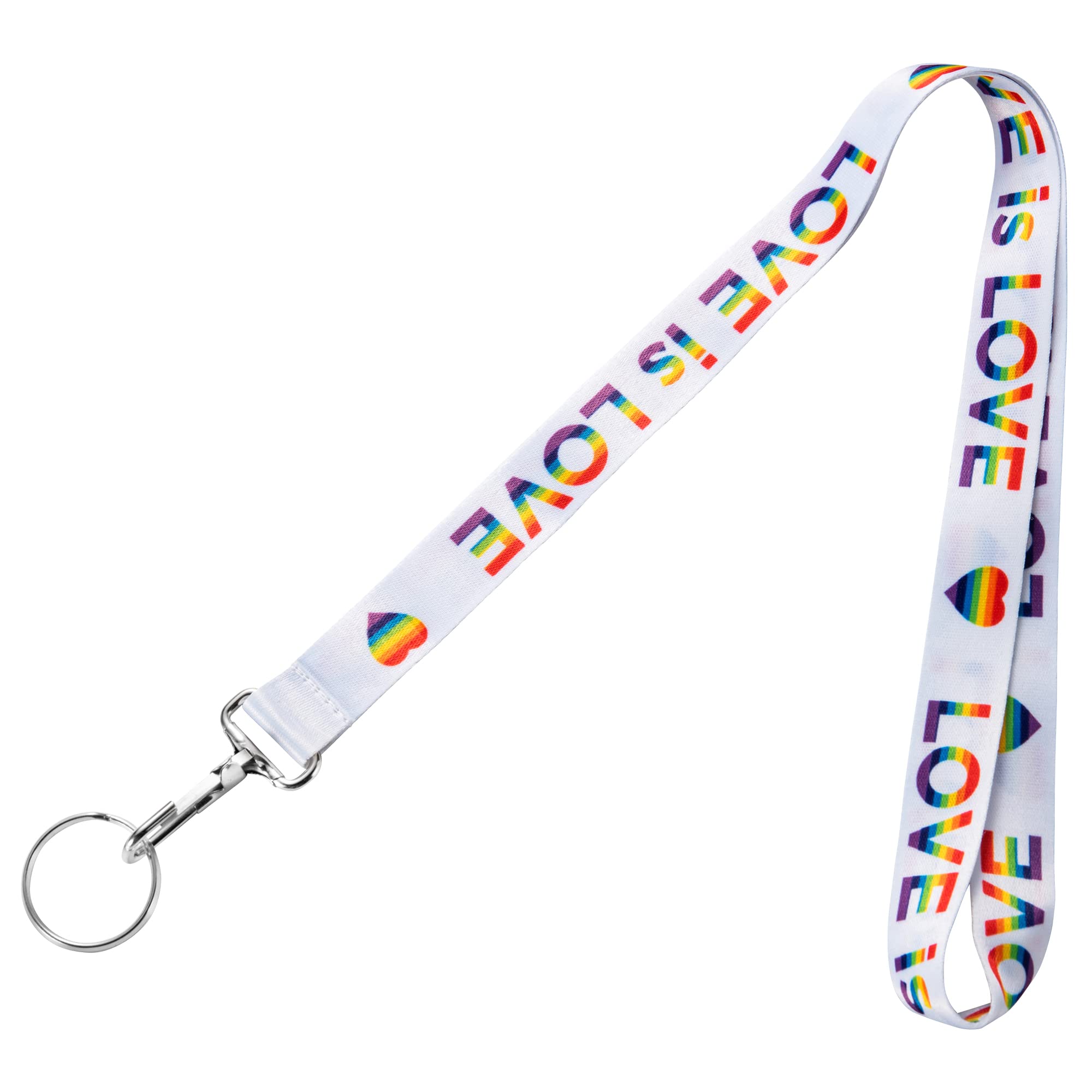 Fundraising For A Cause | Rainbow Love Is Love Lanyards With Rainbow Striped Hearts - Lgbtq Badge Holders (Pack Of 25)