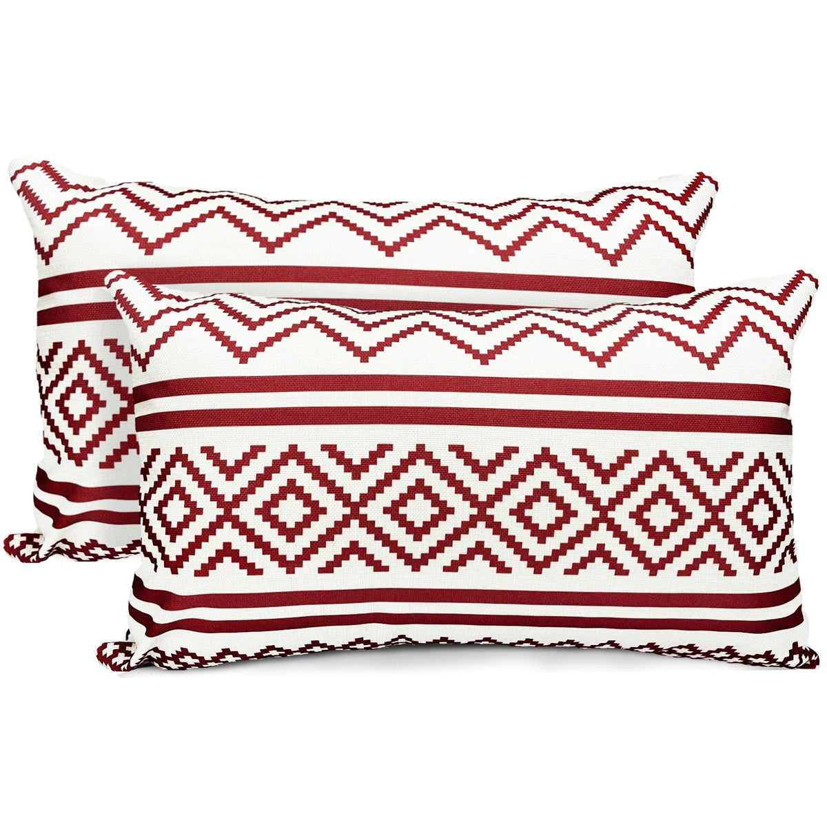 Rysmiyou Decorative Throw Pillow Covers Set Of 2 Wine Red Boho Pillow Covers 12X20 Inch Throw Pillow Cover Linen Pillowcase Mode
