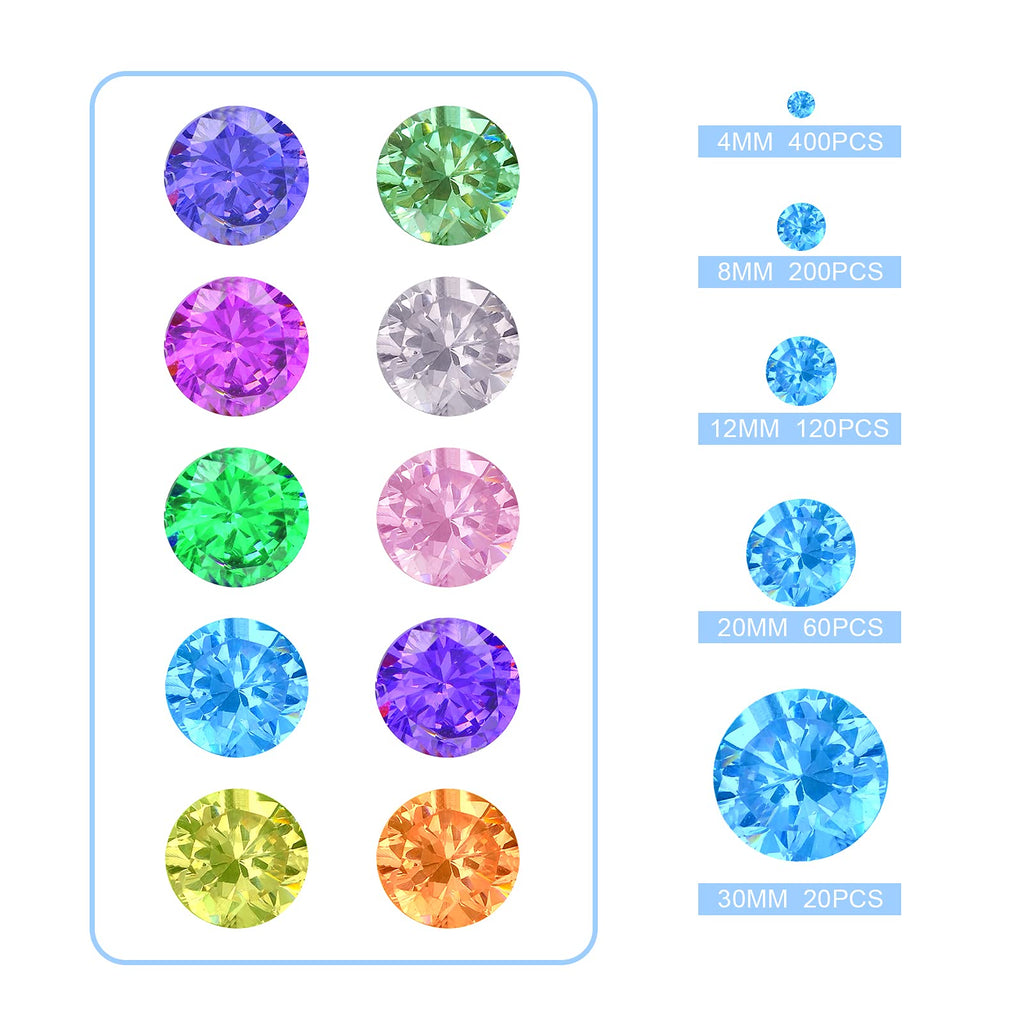 Hicarer 800 Pieces Diamond Decorations Acrylic Diamond Table Scatter Crystals For Table For Vase Fillers Party Table (Rainbow,30