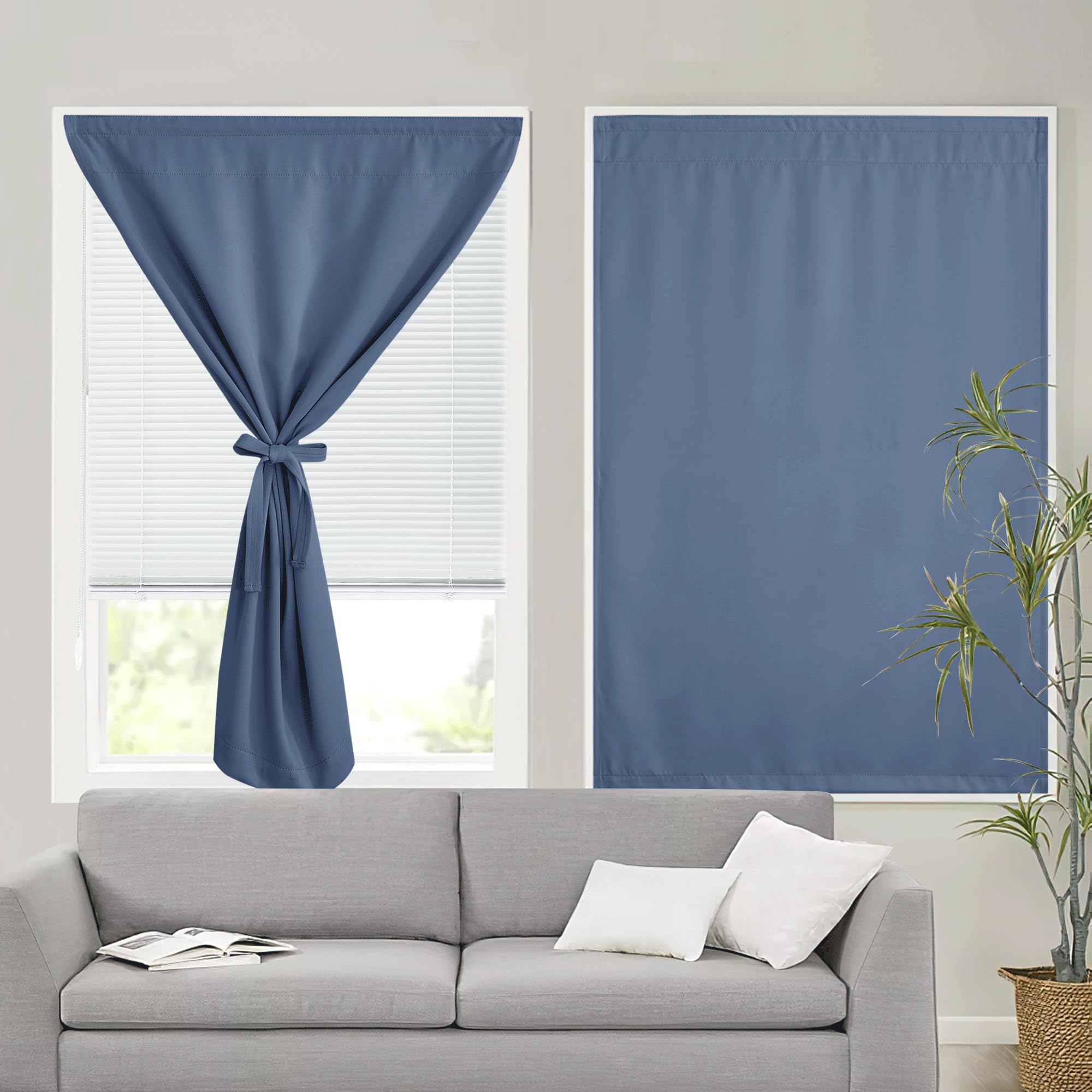 Ryb Home Self Adhesive 100% Blackout Curtains For Living Room, Portable Temporary Curtains For Bedroom Kids Nursery French Door