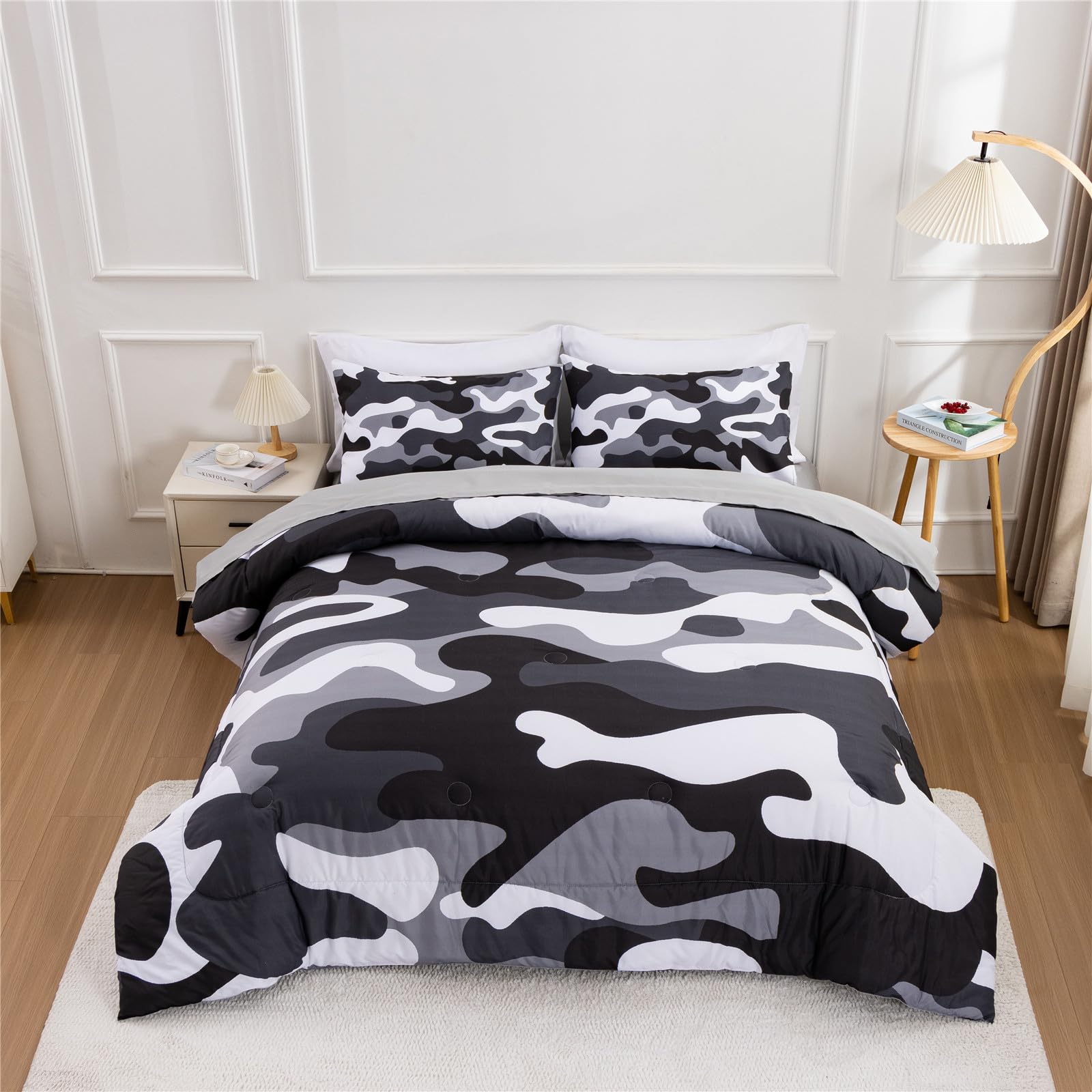 Meeting Story Camouflage Bedding Set, Colorful Pattern Style Comforter Set, 5 PCS One Comforter Two Pillowcases Two Sheets in On