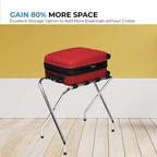 Foldable X-Shape Single-Tier Luggage Rack with Nylon Straps, Chrome Finish