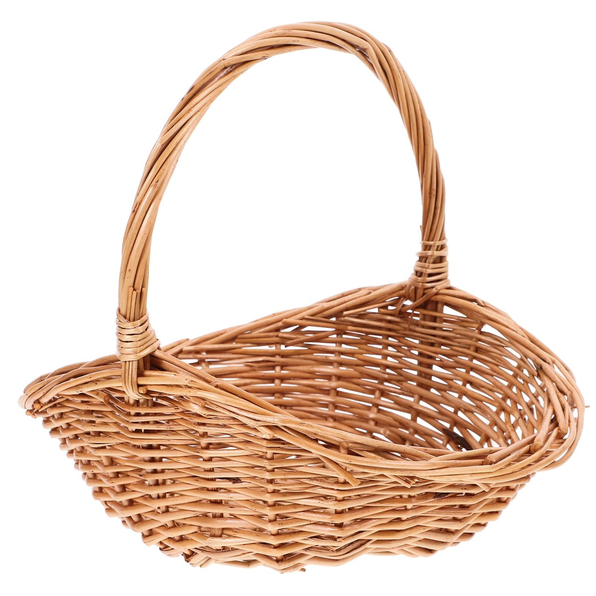 Kisangel Wicker Picnic Basket with Handle, 8.66 x 7.07 x 7.87in Wicker Flower Basket Small Storage for Weddings, Garden Home Fru