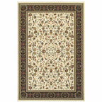HomeRoots 509112 10 x 13 ft. Ivory & Black Oriental Power Loom Stain Resistant Rectangle Area Rug