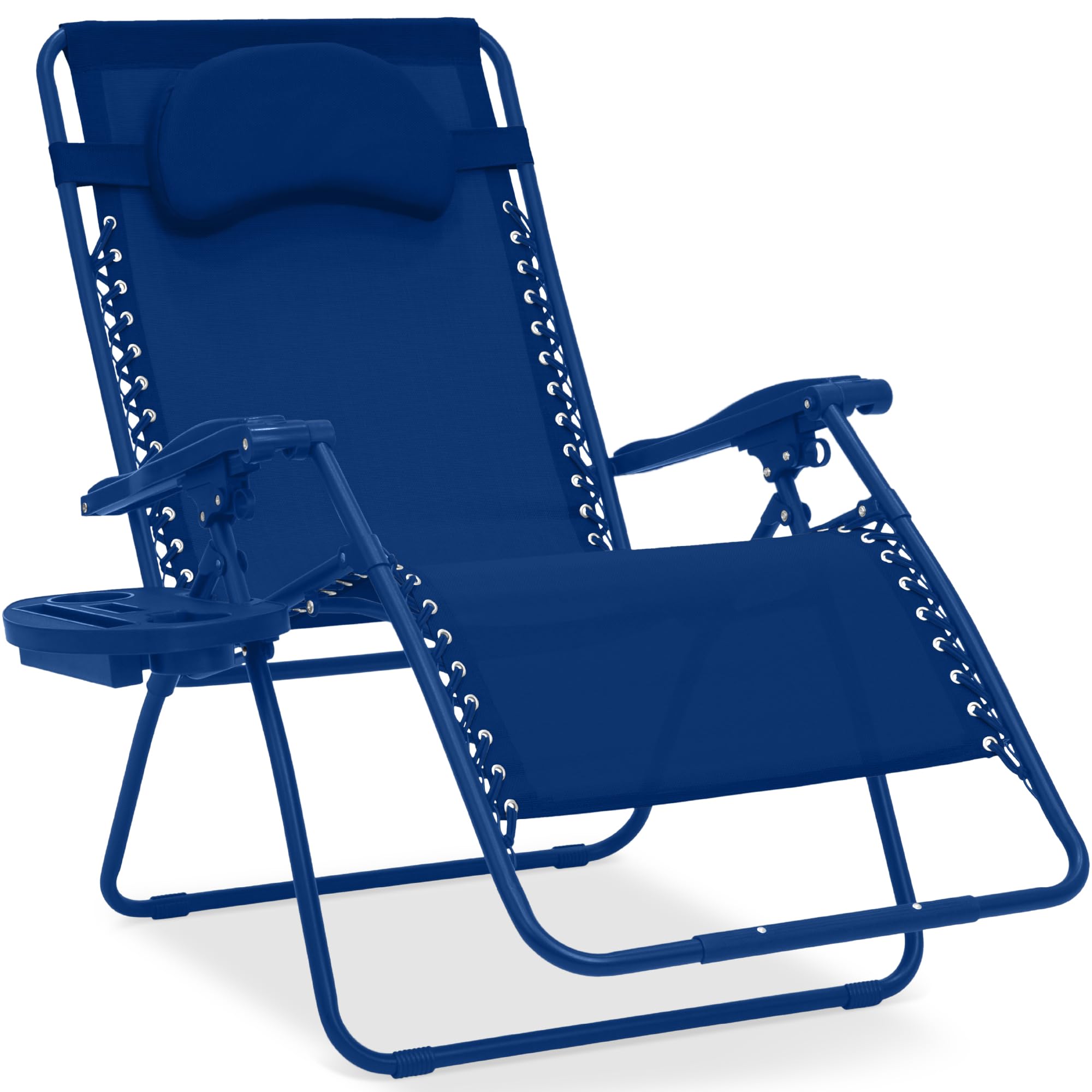 Best Choice Products Oversized Zero Gravity Chair, Folding Outdoor Patio Lounge Recliner w/Cup Holder Accessory Tray, Pillow - M